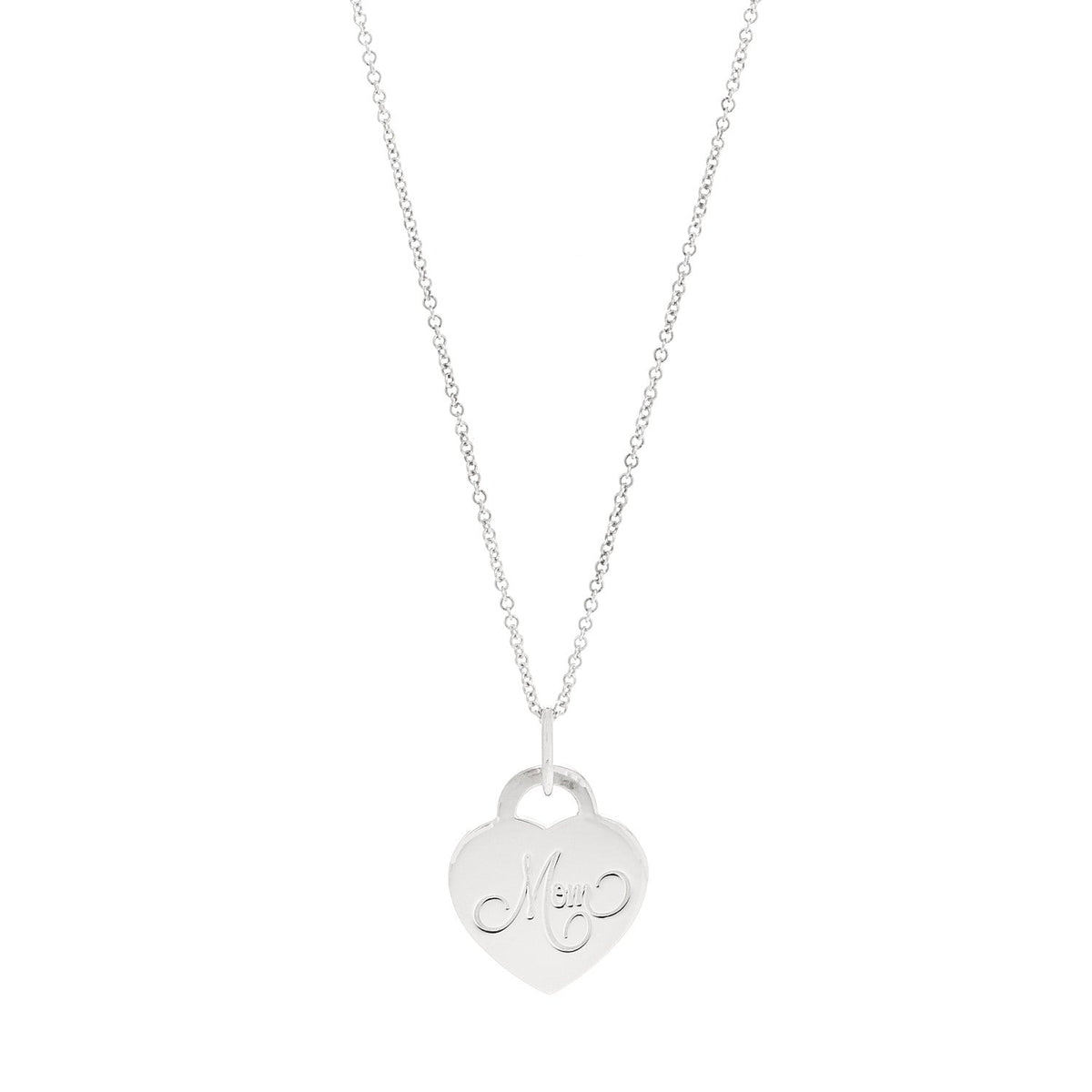 Sterling Silver Mom Heart Tag Pendant Necklace