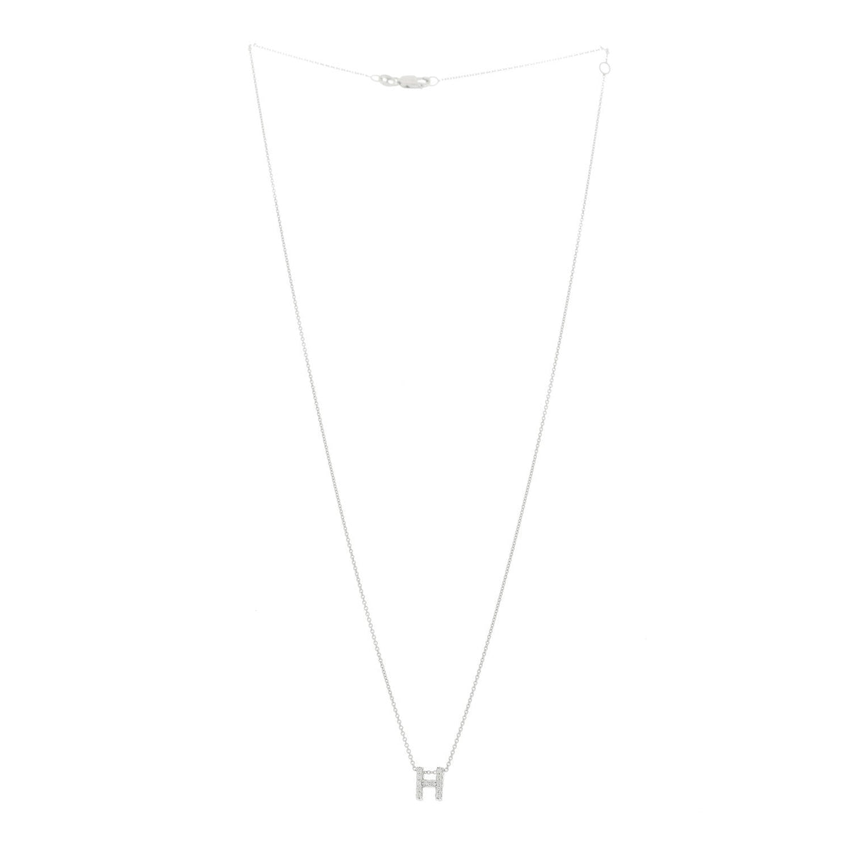 18K White Gold Diamond Love Letter H Pendant Necklace