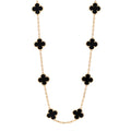 18K Yellow Gold Black Onyx 20 Motifs Vintage Alhambra Necklace