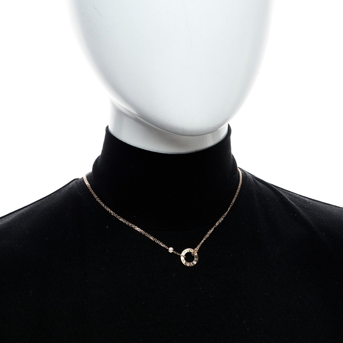 18K Pink Gold 2 Diamond LOVE Necklace