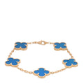 18K Yellow Gold Blue Agate 5 Motifs Vintage Alhambra Bracelet