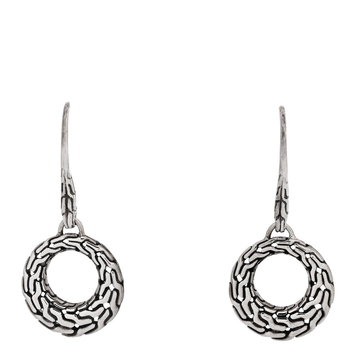 Sterling Silver Classic Chain Filigree Circle Drop Earrings