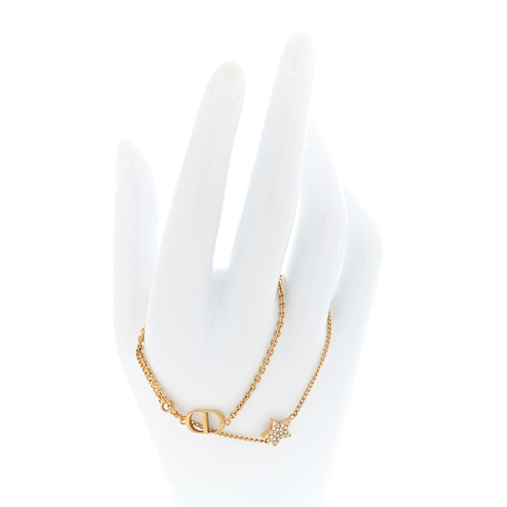 Metal Crystal Petit CD Double Bracelet Gold