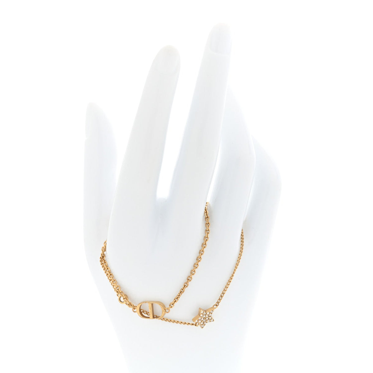 Metal Crystal Petit CD Double Bracelet Gold