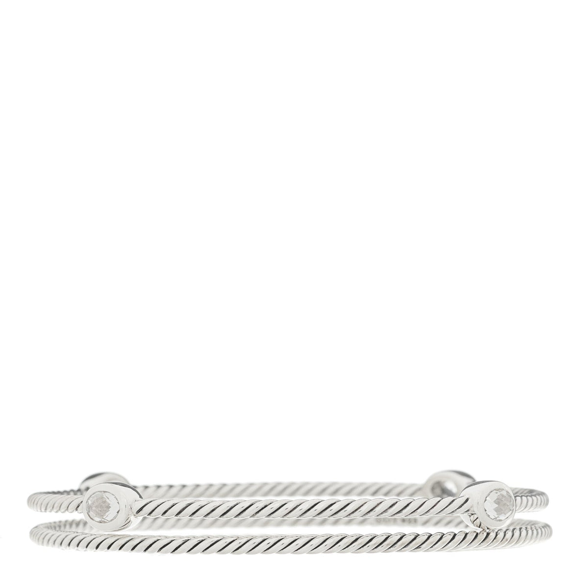 Sterling Silver Crystal Color Classics Cable Bangle Bracelet Set of 2