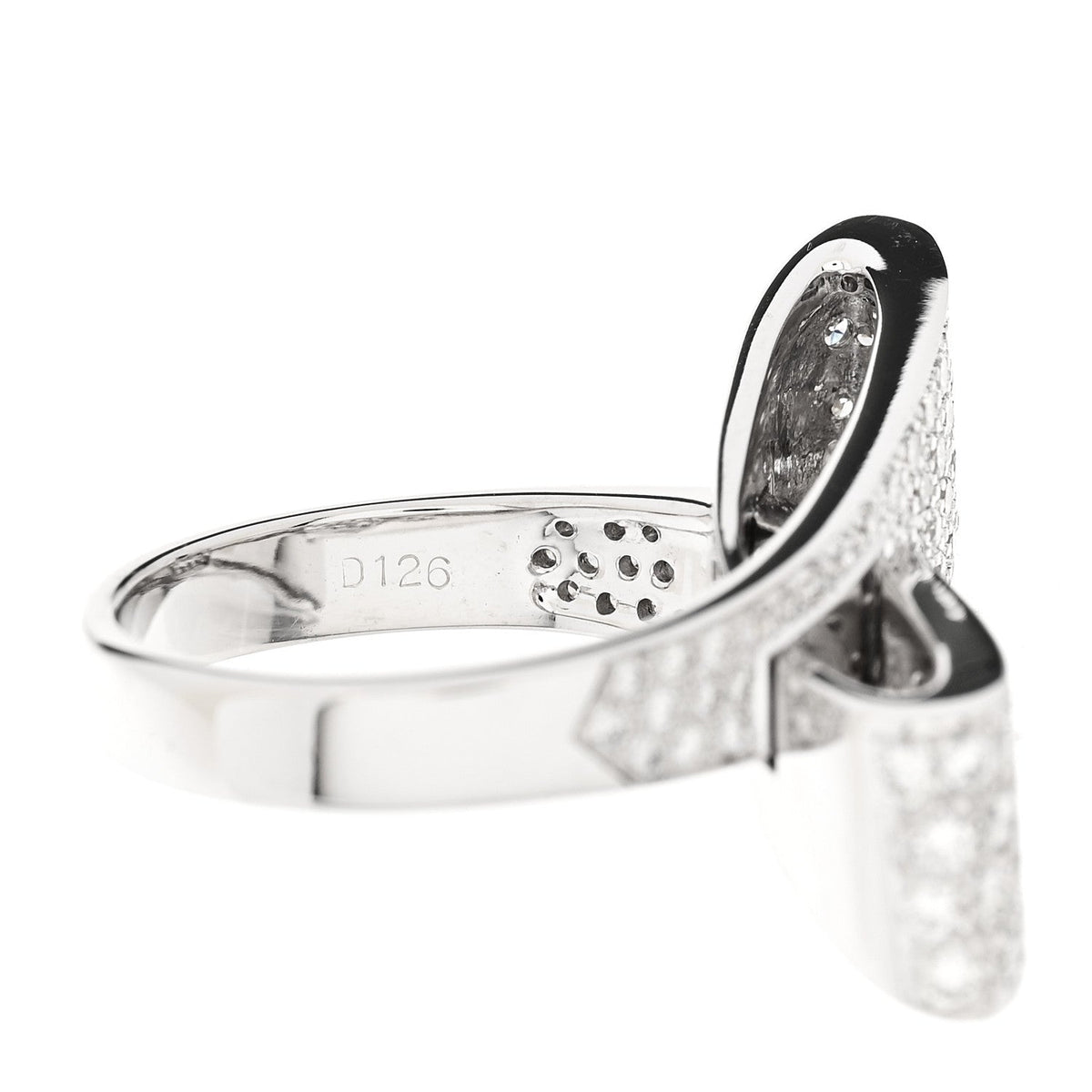 18K White Gold Diamond 1.26ctw Bow Ring 53 6.25