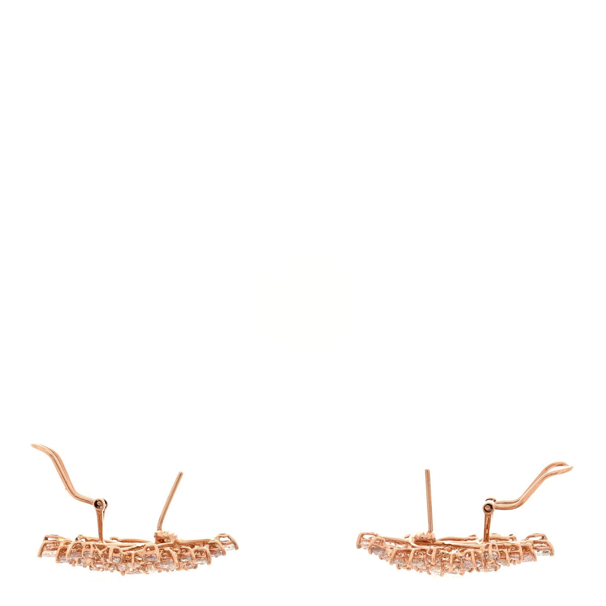 18K Rose Gold Pink Diamond Cluster Earrings