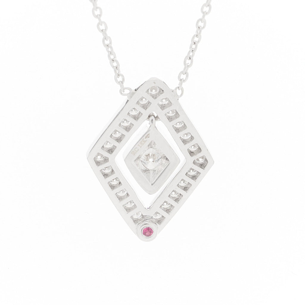 18K White Gold Diamond Diamante Necklace