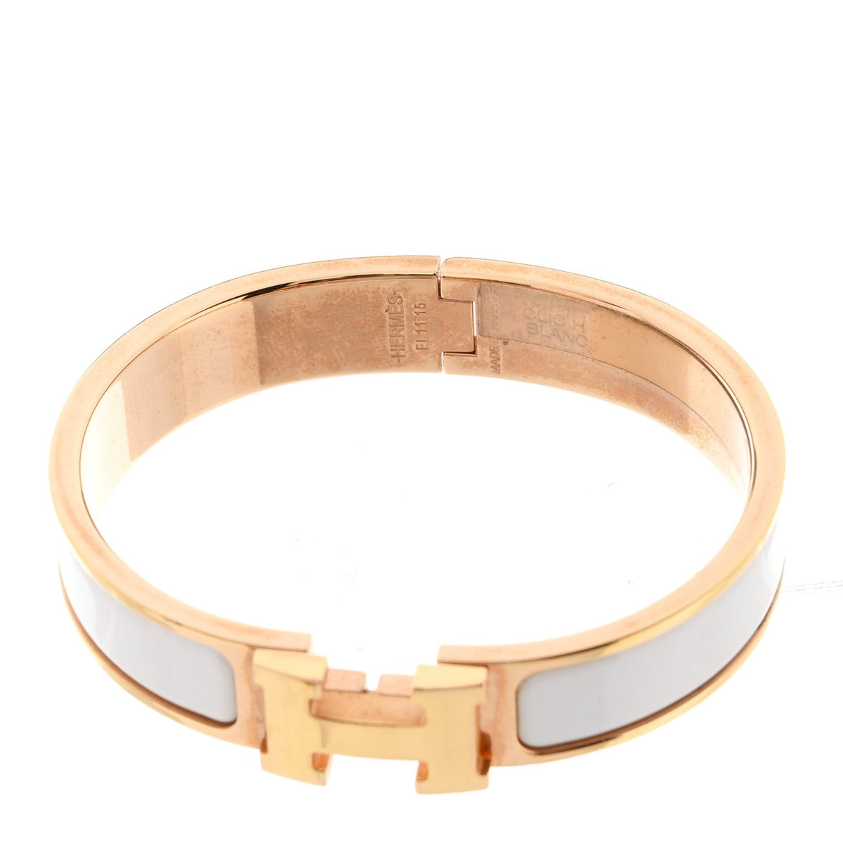 Enamel Narrow Clic Clac H Bracelet PM White