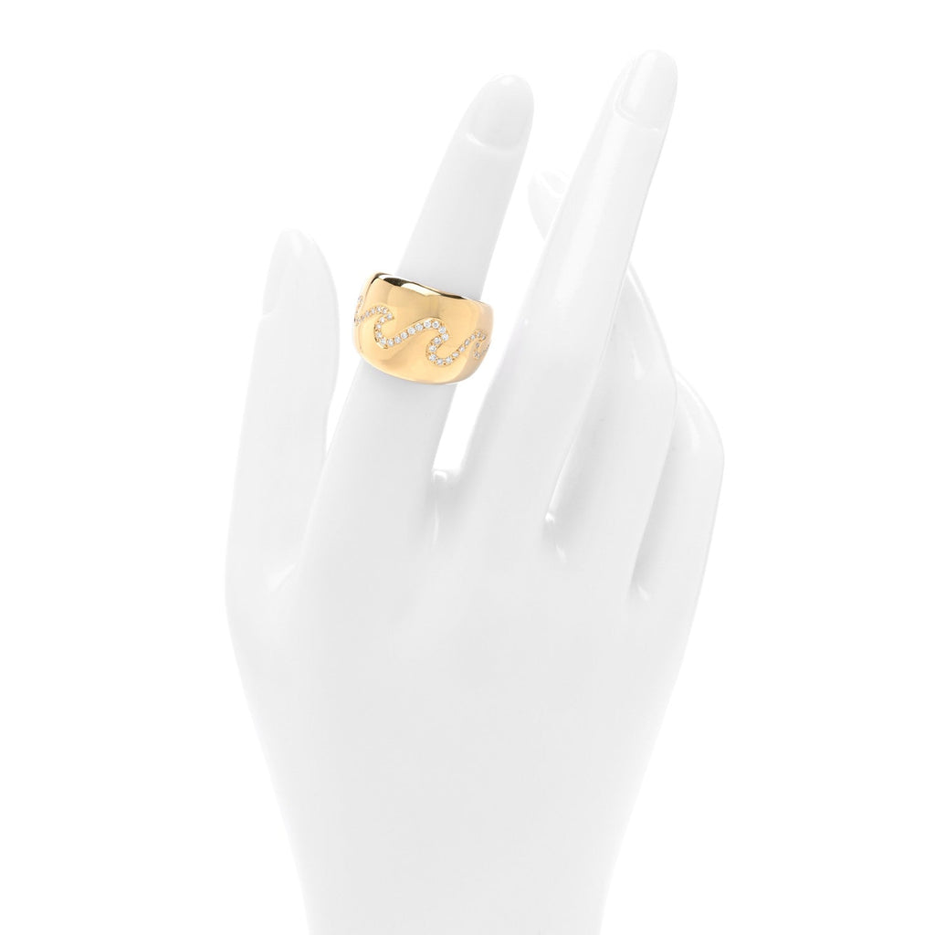 18K Yellow Gold Diamond Wave Ring 52 6