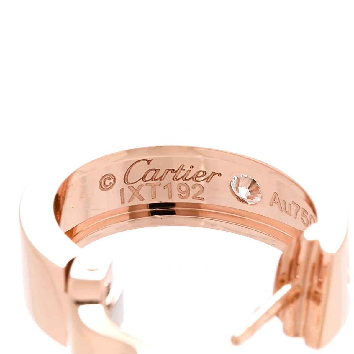 18K Pink Gold 2 Diamond 5.5mm LOVE Hoop Earrings