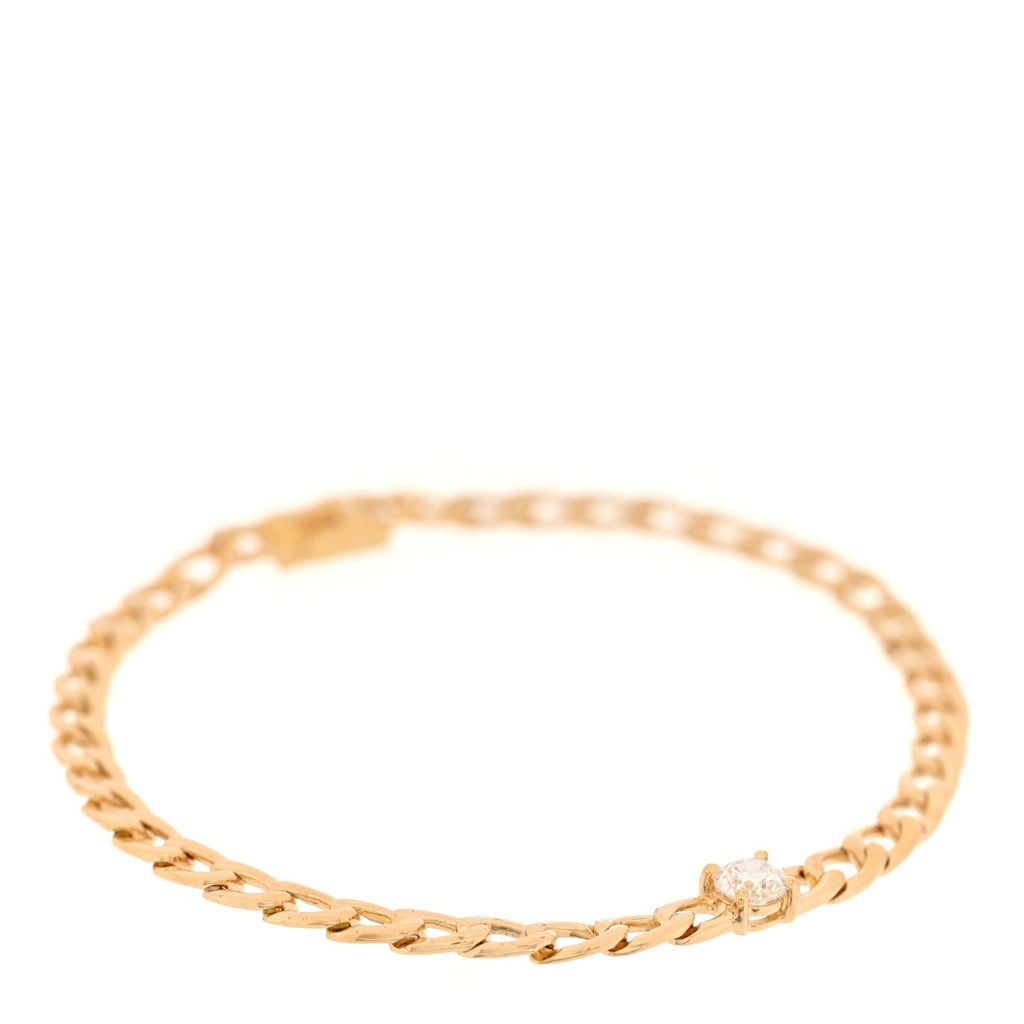 18K Yellow Gold Diamond Round Center Medium Cuban Link Bracelet