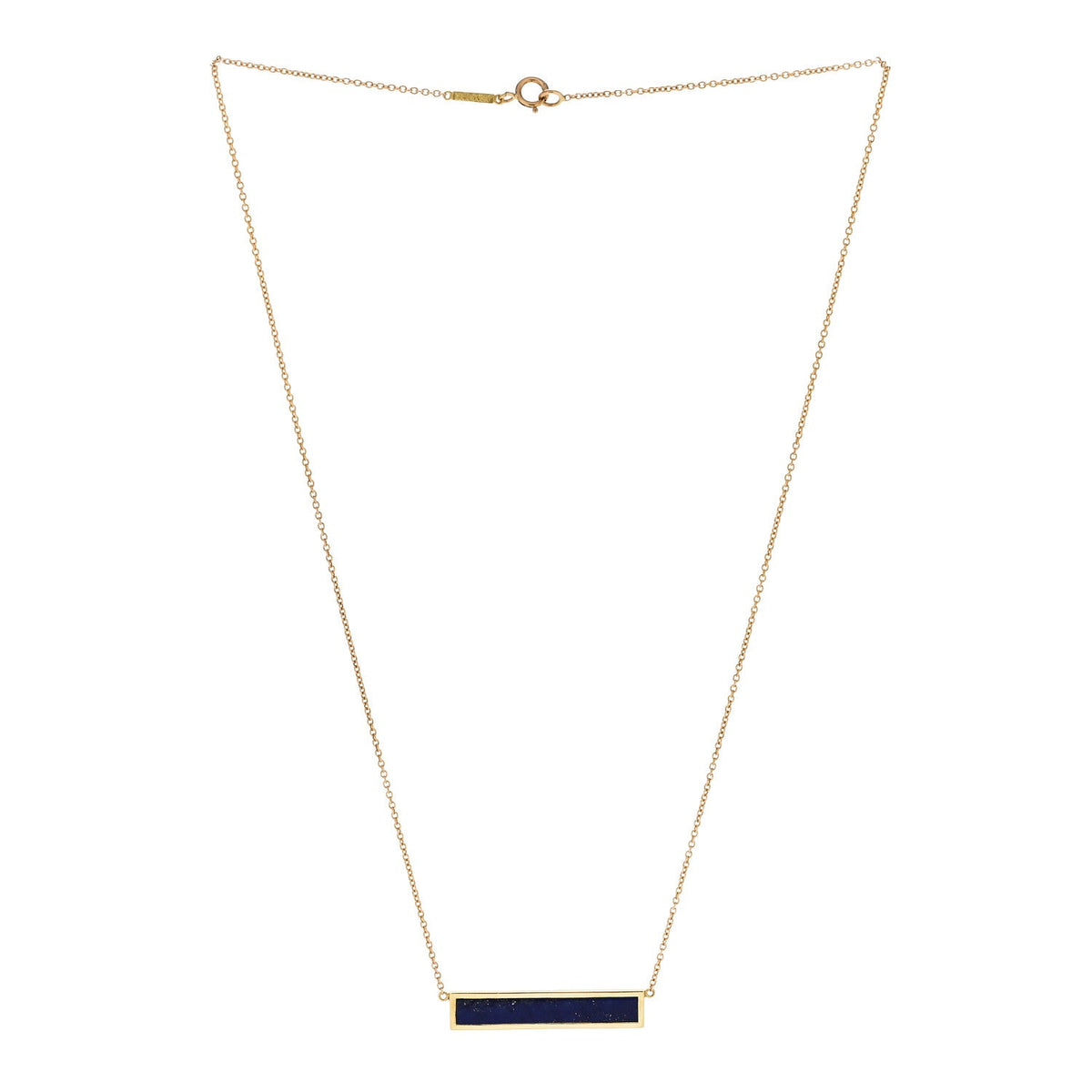 18K Yellow Gold Lapis Lazuli Bar Pendant Necklace