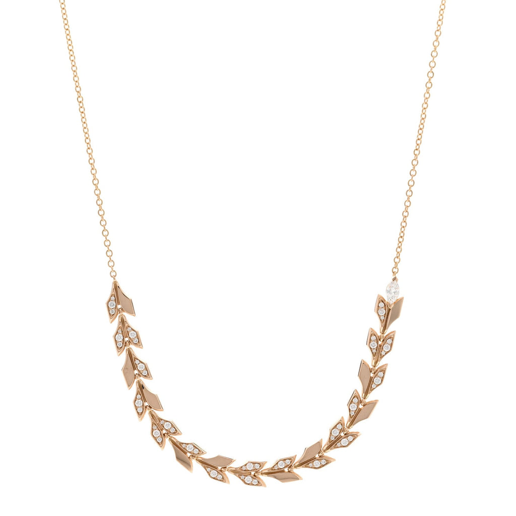 18K Rose Gold Diamond Victoria Vine East West Necklace