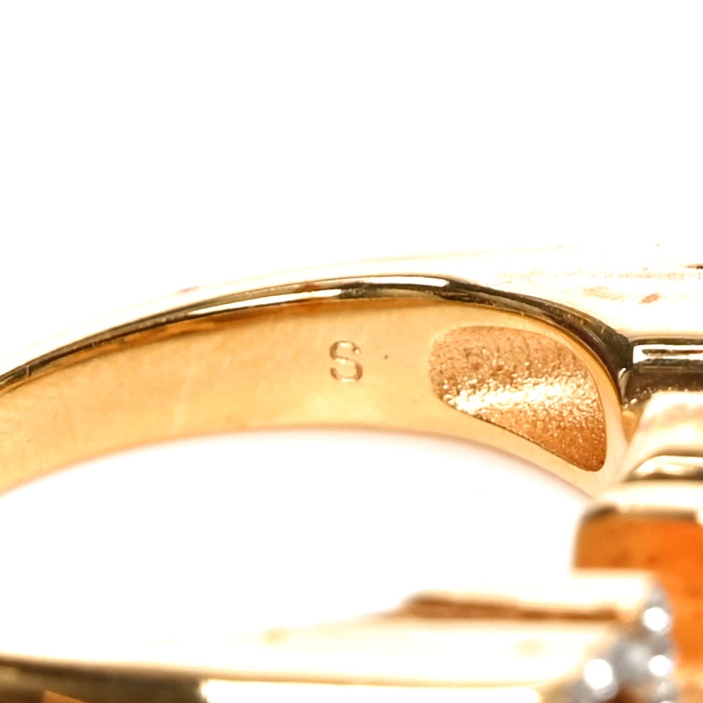 Brass Crystal Logo Letter Ring S Gold