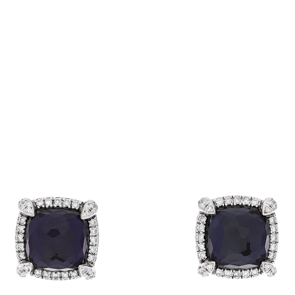 Sterling Silver Diamond Black Orchid 9mm Chatelaine Bezel Earrings
