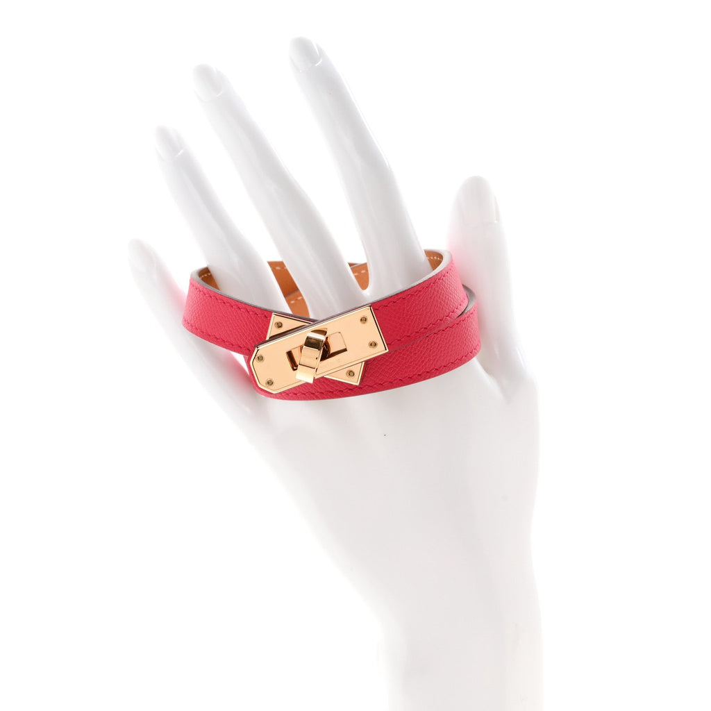 Epsom Kelly Double Tour Bracelet T4 Rose Extreme
