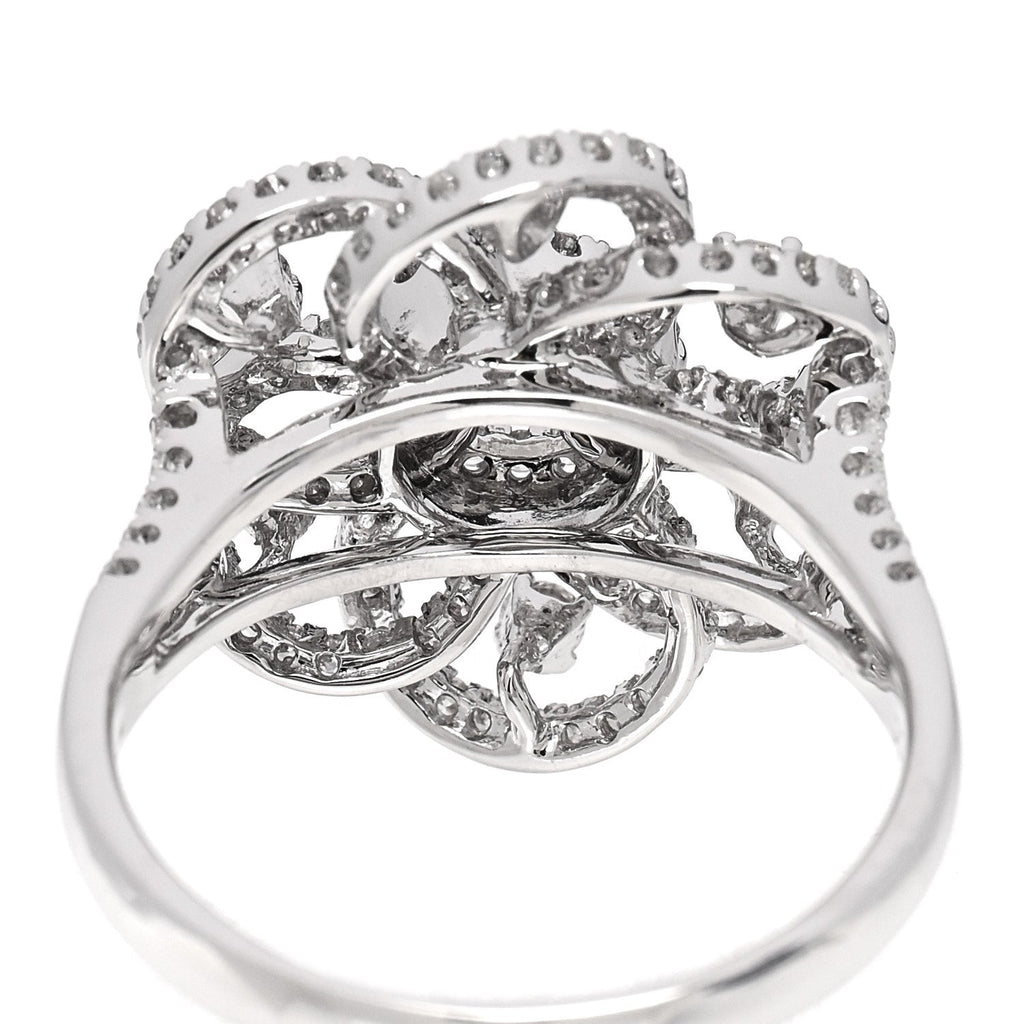 18K White Gold Diamond 1.24ctw Flower Ring 59 8.75