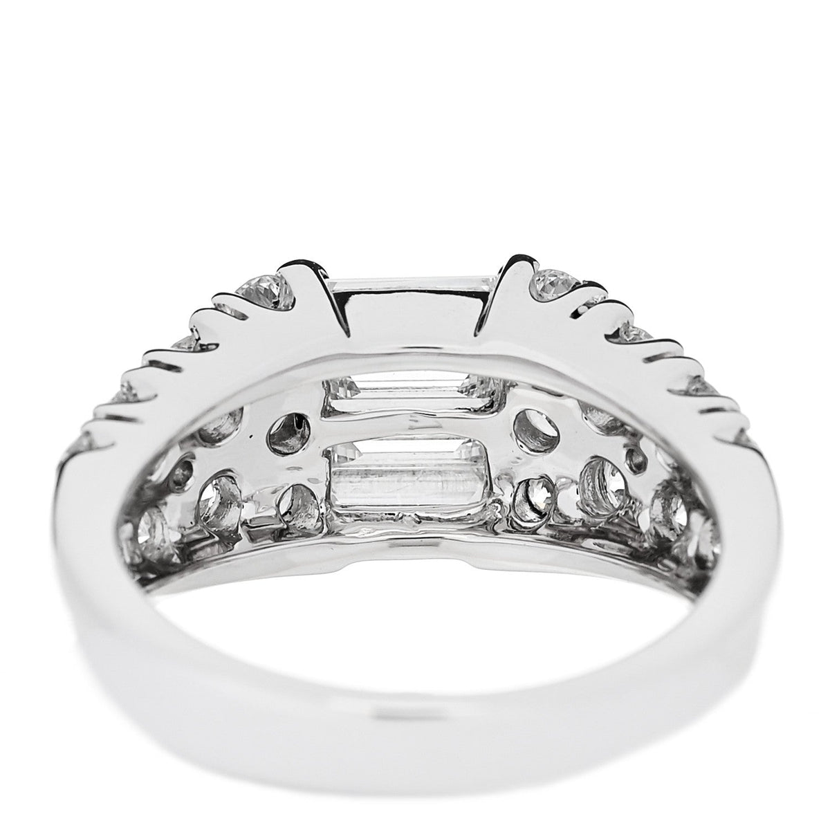 18K White Gold Diamond 1.92ctw Baguette Round Cut Ring 50 5.25