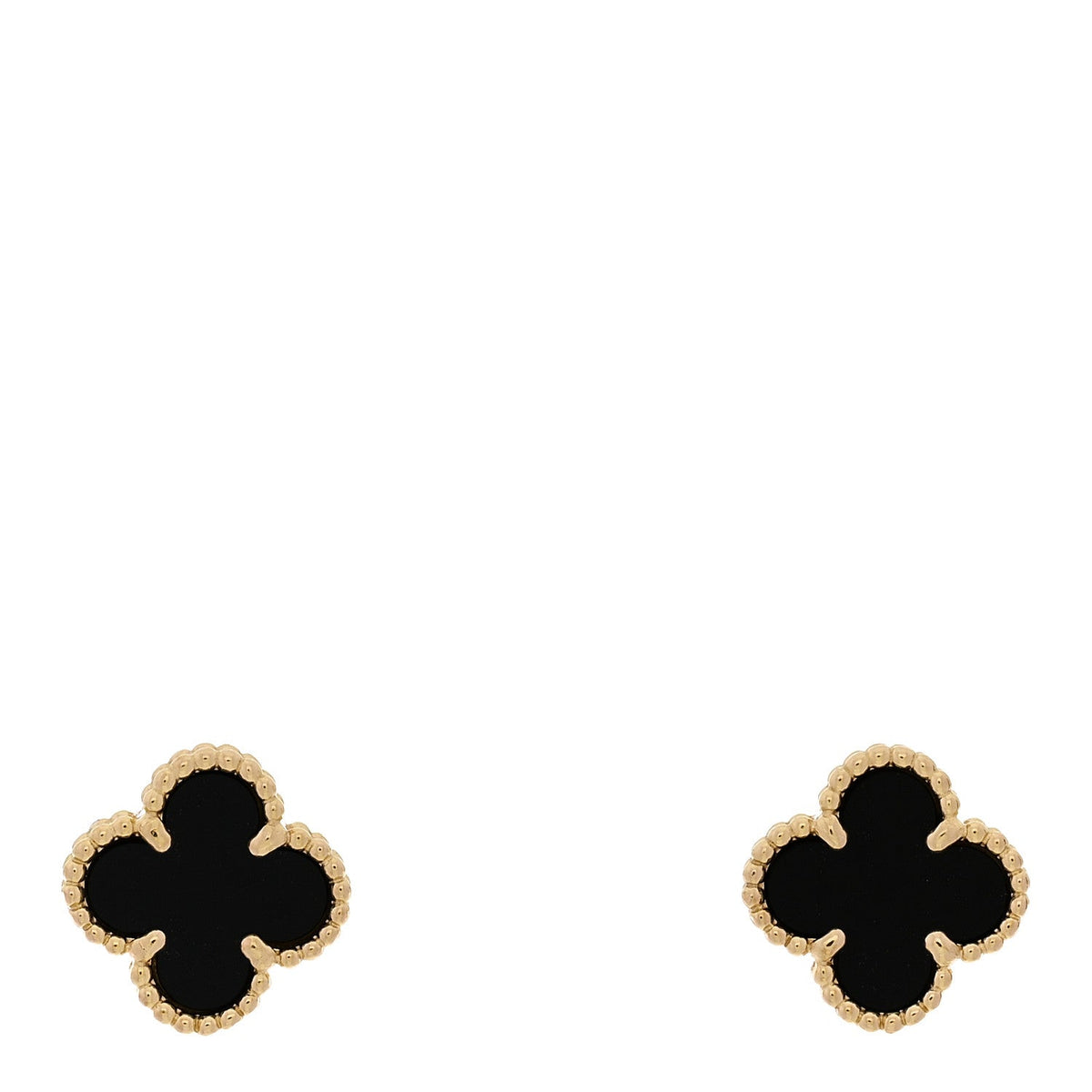 18K Yellow Gold Black Onyx Sweet Alhambra Earrings