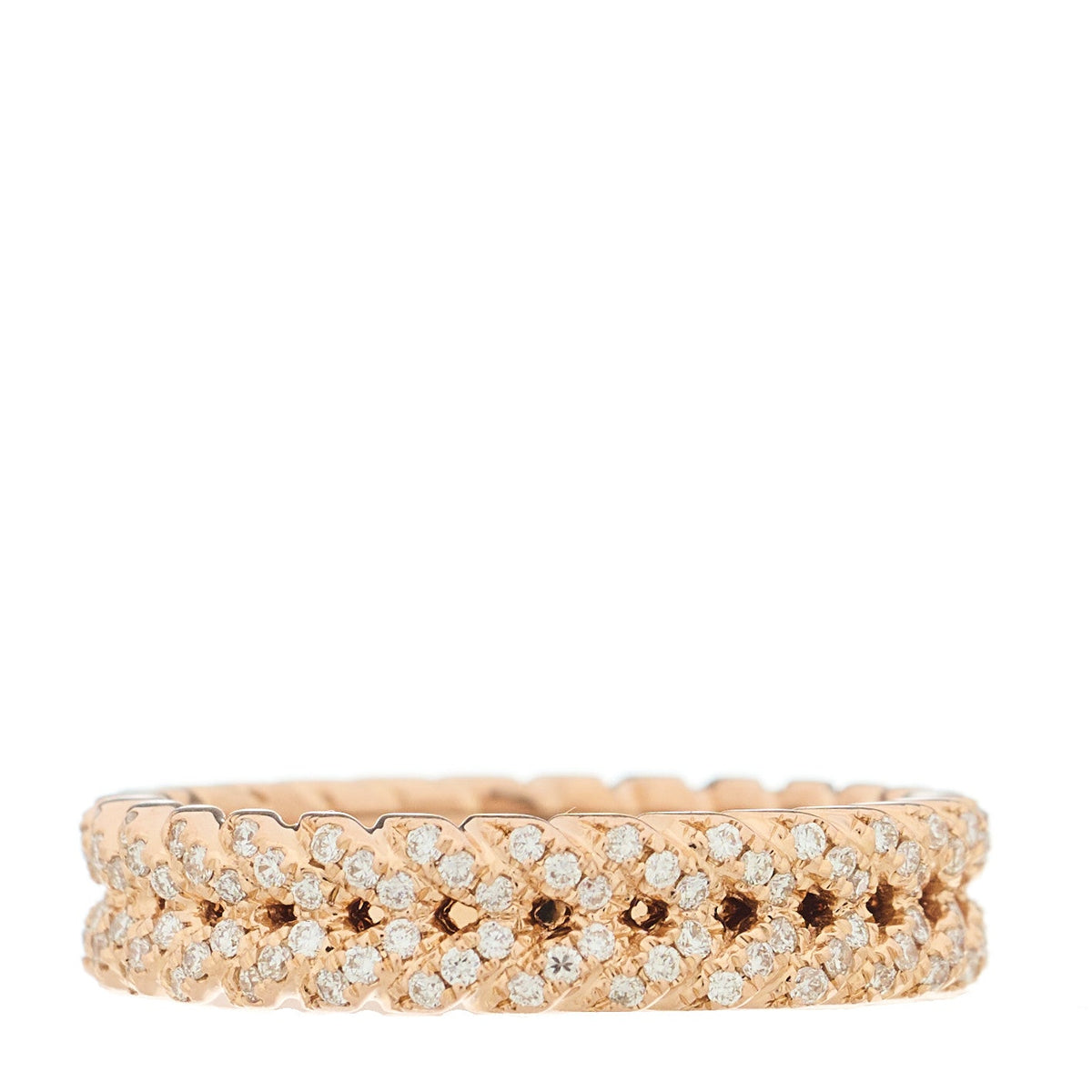 18K Rose Gold Diamond Braided Ring 54 7
