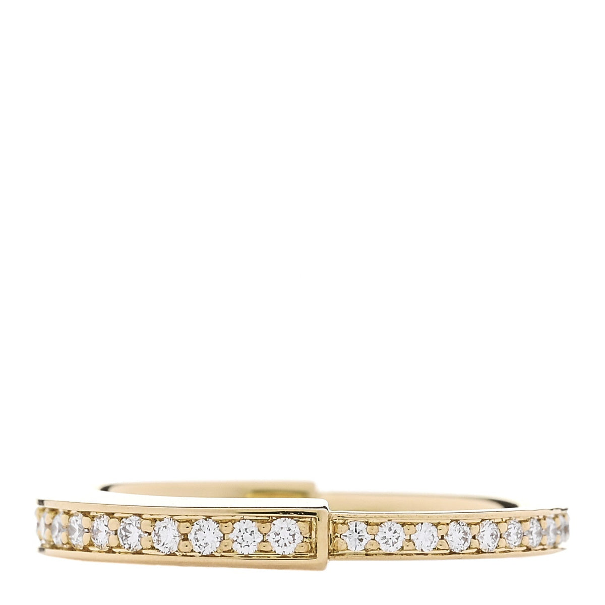 18K Yellow Gold Diamond Lock Pave Ring 53 6.5