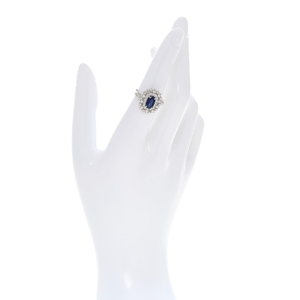 Platinum Diamond Blue Sapphire .61ctw Double Halo Ring 53 6.25