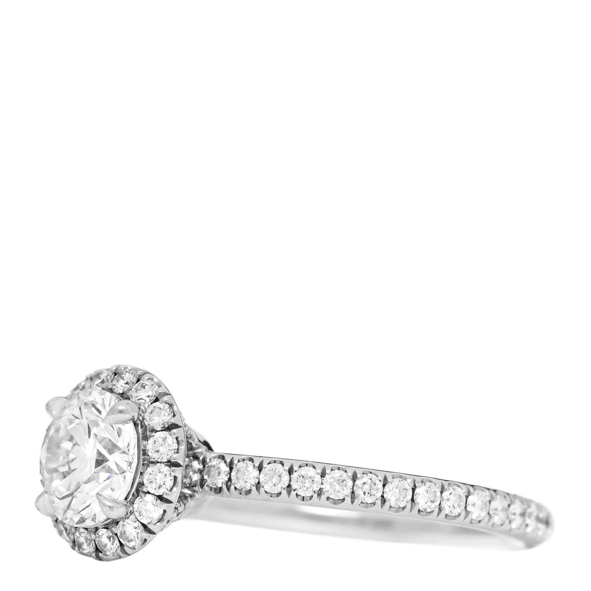 Platinum Diamond .57ct The One Round Brilliant Micropave Engagement Ring 47 4