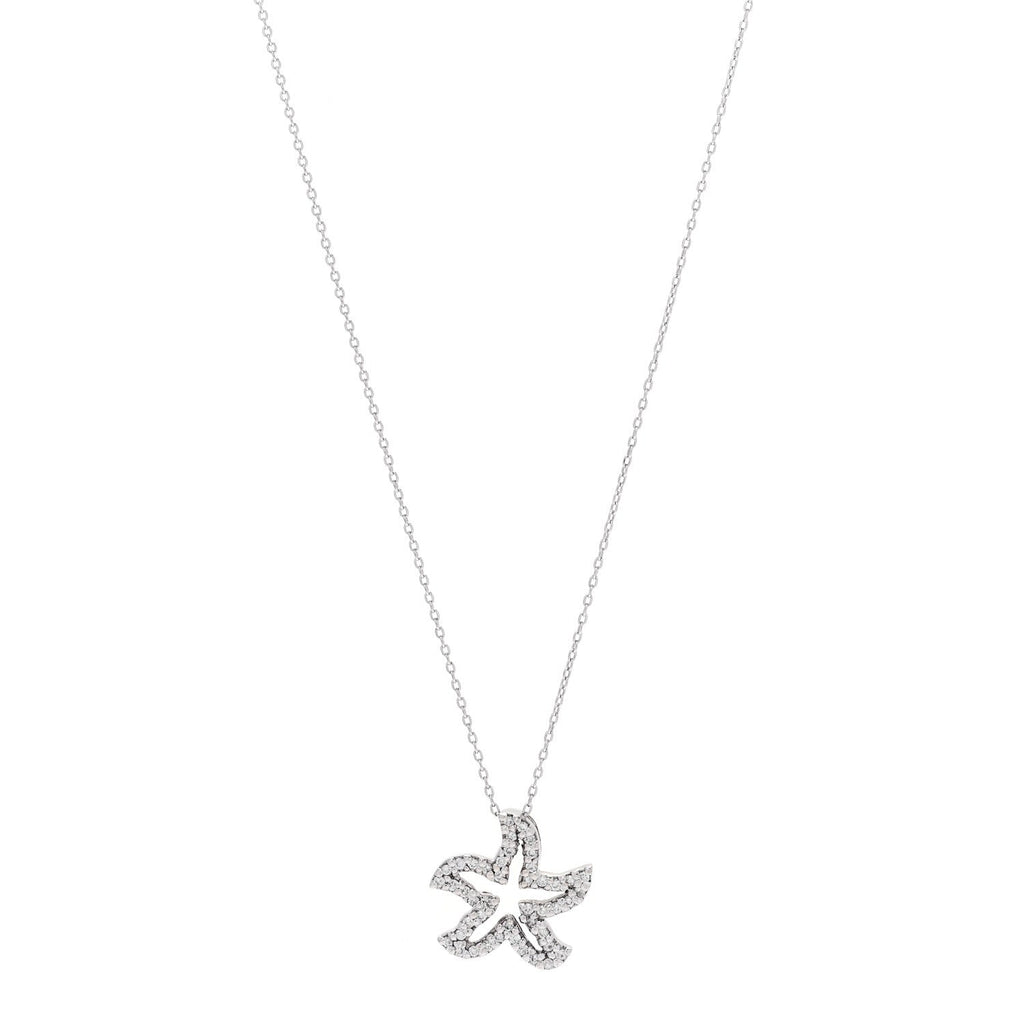 18K White Gold Diamond Tiny Treasures Starfish Pendant Necklace
