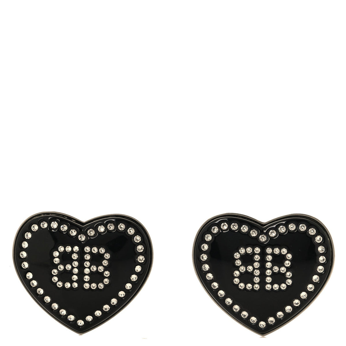 Crystal Resin BB Heart Earrings  Black