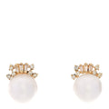 14K Yellow Gold Diamond Cultured Pearl 10.5-11mm Earrings