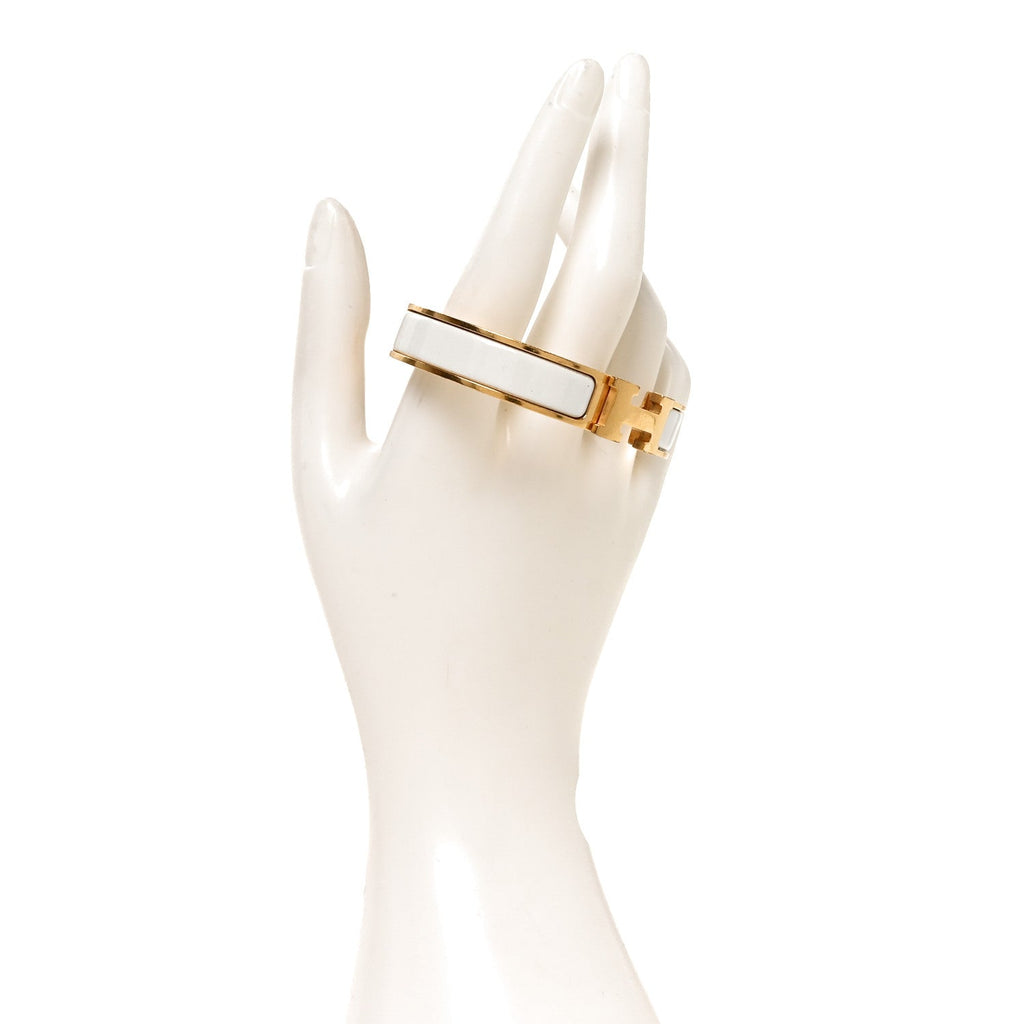 Enamel Narrow Clic Clac H Bracelet PM White