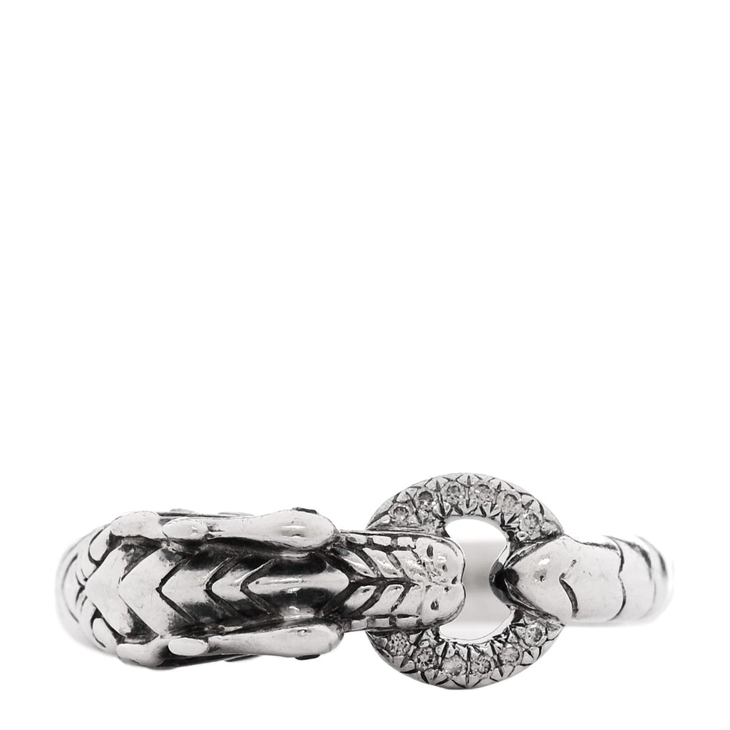 Sterling Silver Diamond Naga Dragon Head Ring 56 7.5