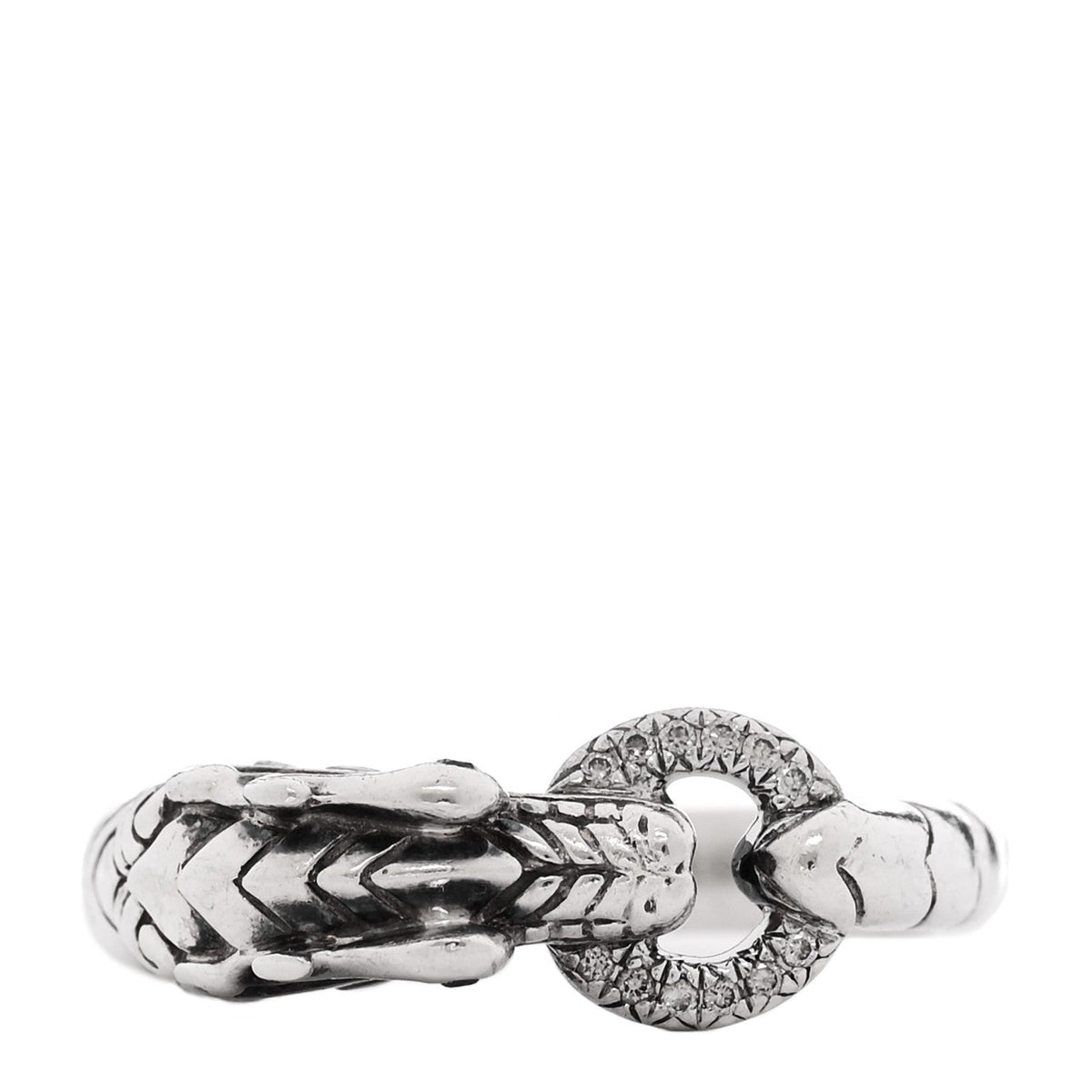 Sterling Silver Diamond Naga Dragon Head Ring 56 7.5