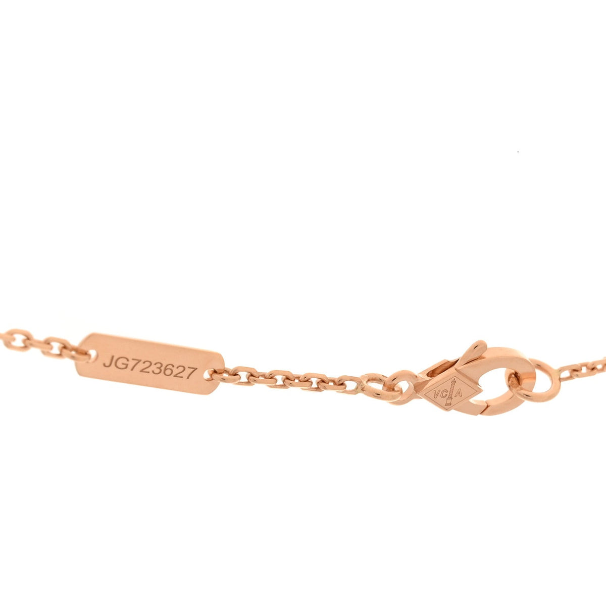 18K Rose Gold Diamond Pink Mother of Pearl Vintage Alhambra Pendant Necklace