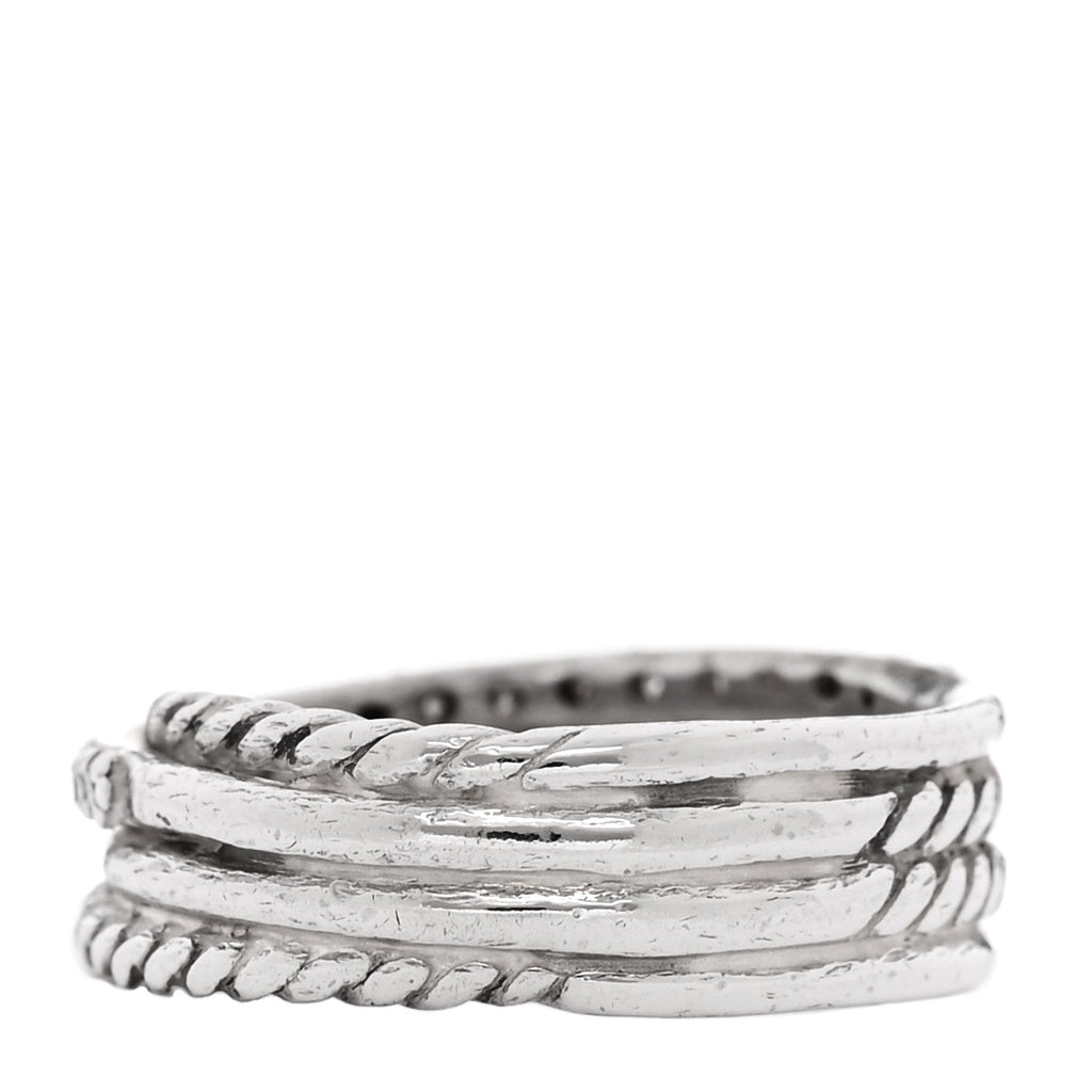 Sterling Silver Diamond 7mm Crossover Ring 50 5.5