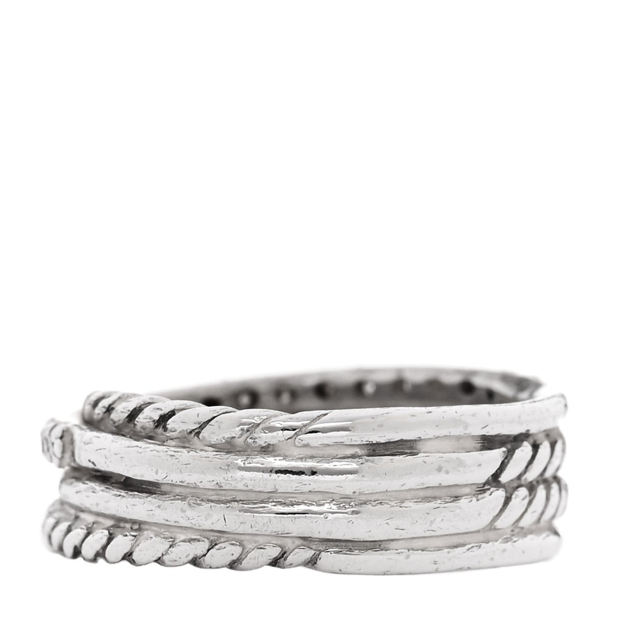 Sterling Silver Diamond 7mm Crossover Ring 50 5.5
