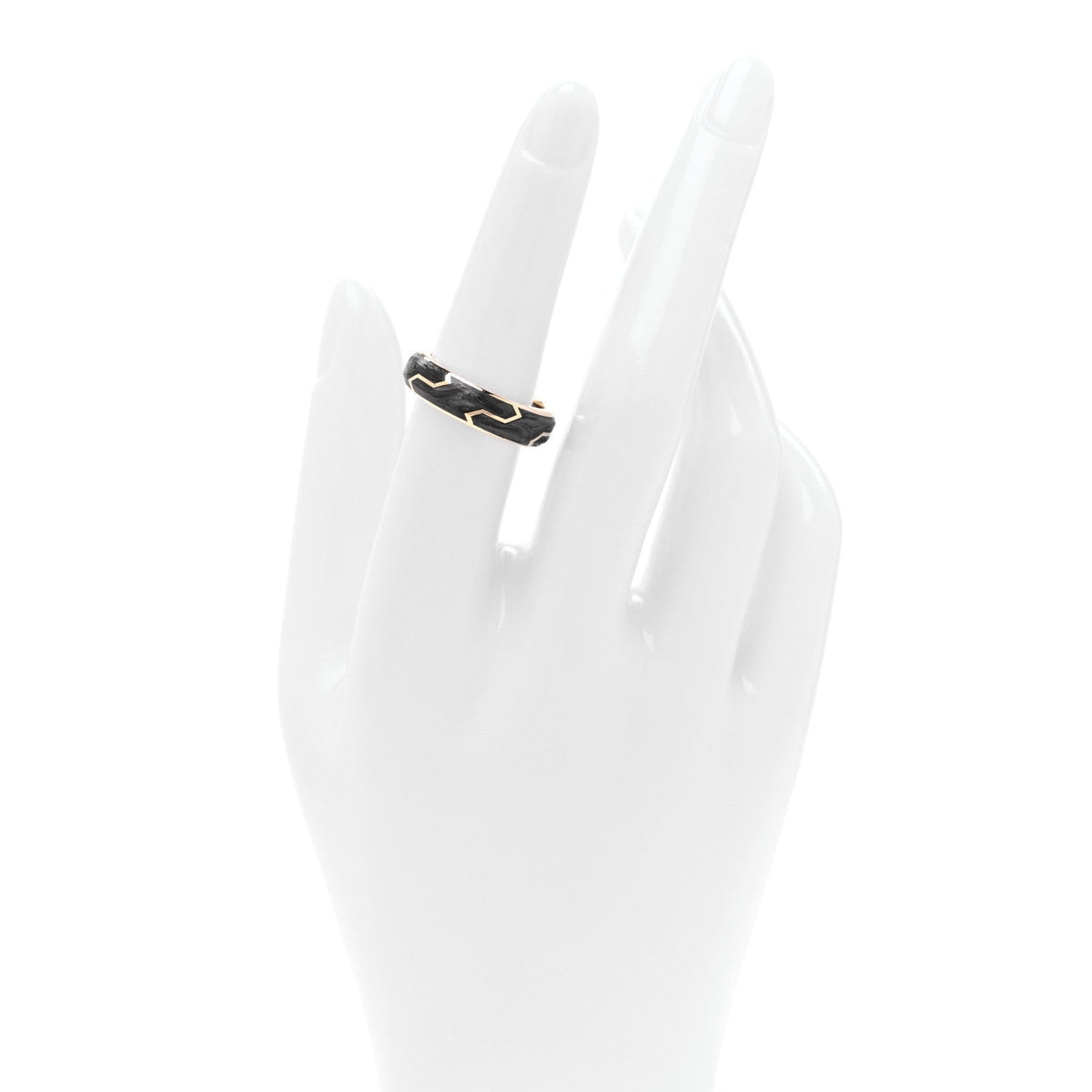 18K Yellow Gold 6mm Forged Carbon Band Ring 53 6.5