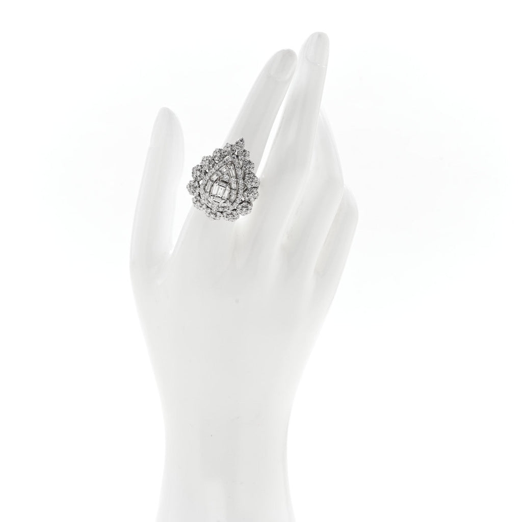18K White Gold Diamond 4.70ctw Multi Shape Cocktail Ring  56 7.5
