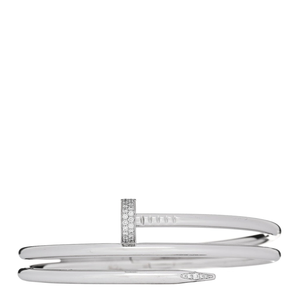 18K White Gold Diamond Double Wrap Juste Un Clou Bracelet 17