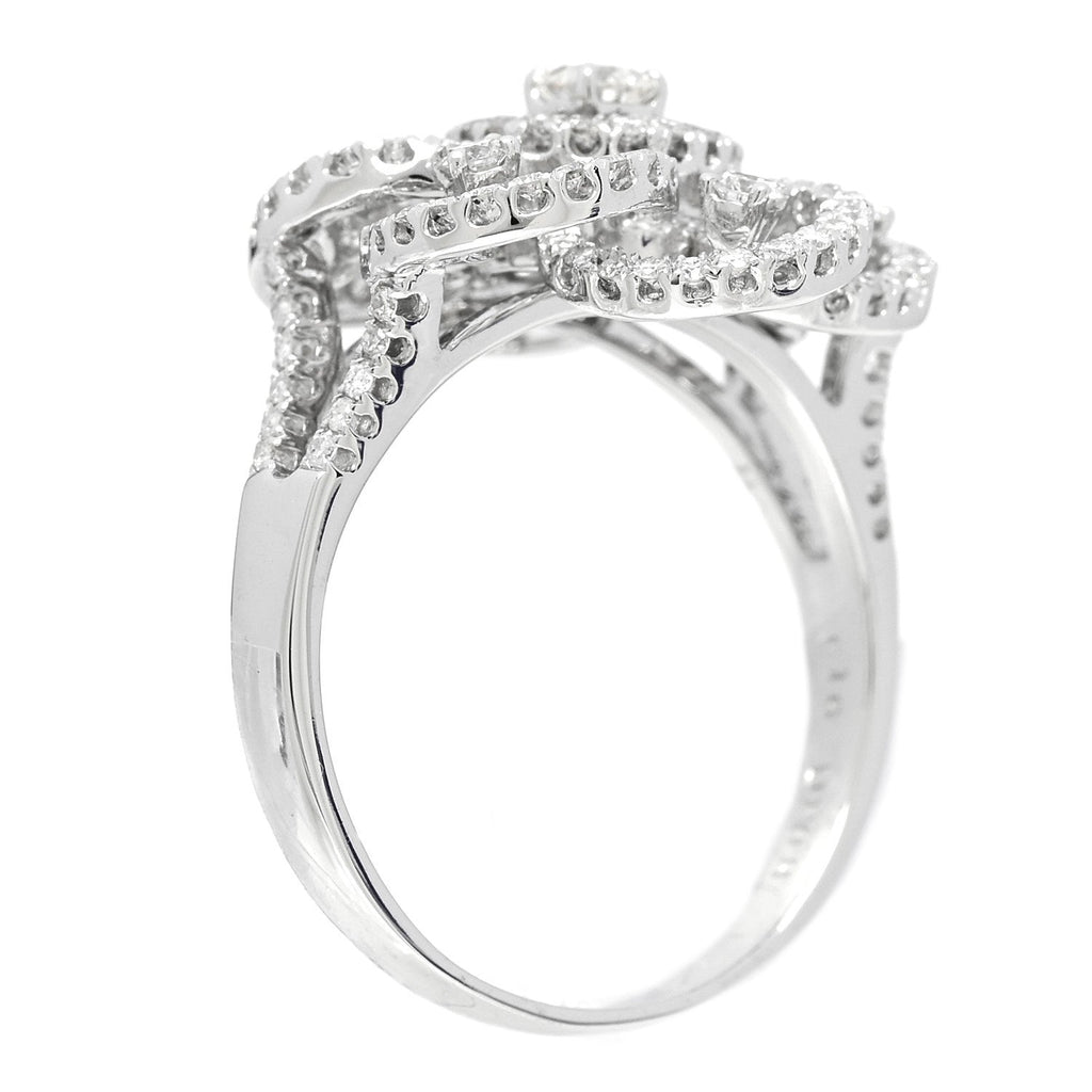 18K White Gold Diamond 1.24ctw Flower Ring 59 8.75