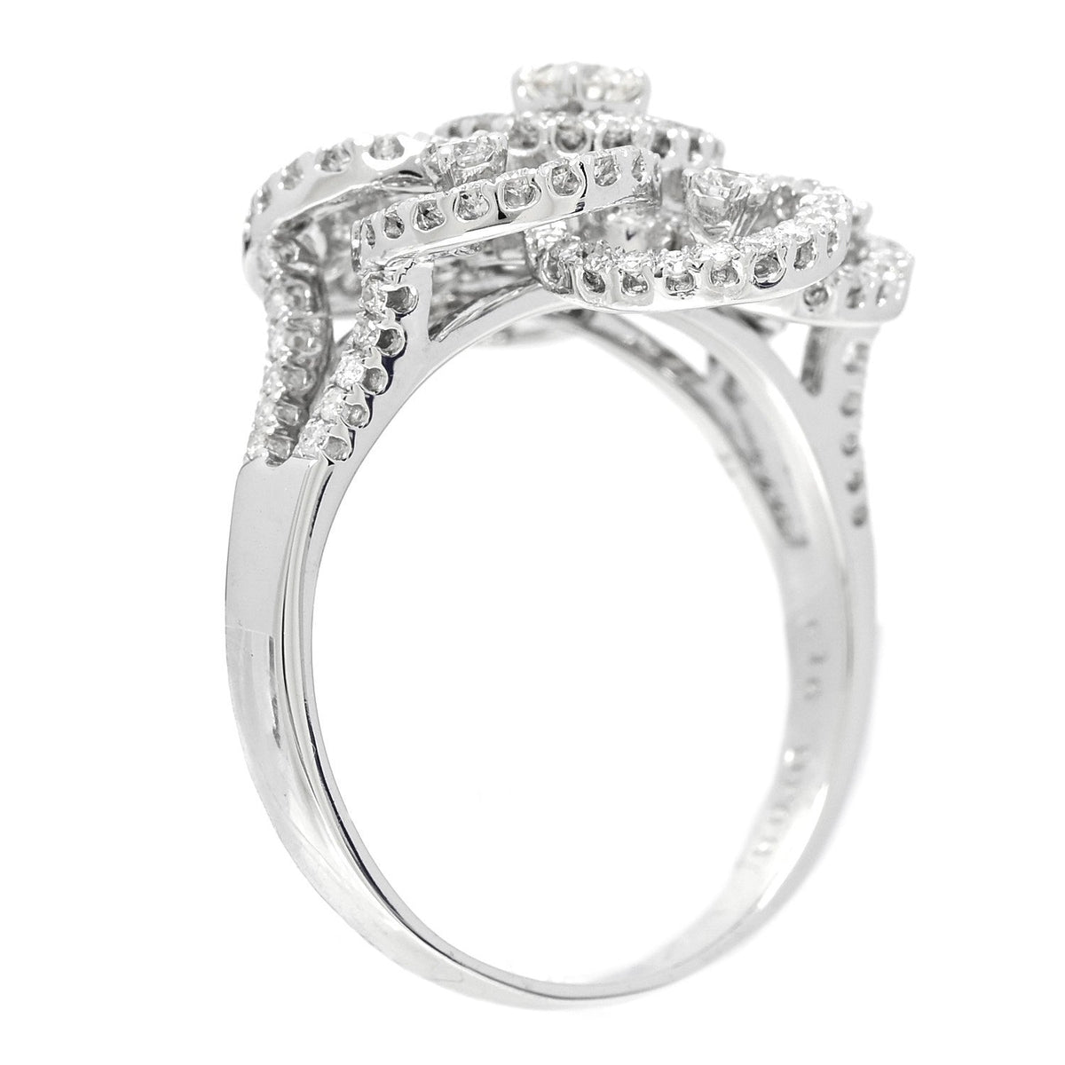 18K White Gold Diamond 1.24ctw Flower Ring 59 8.75