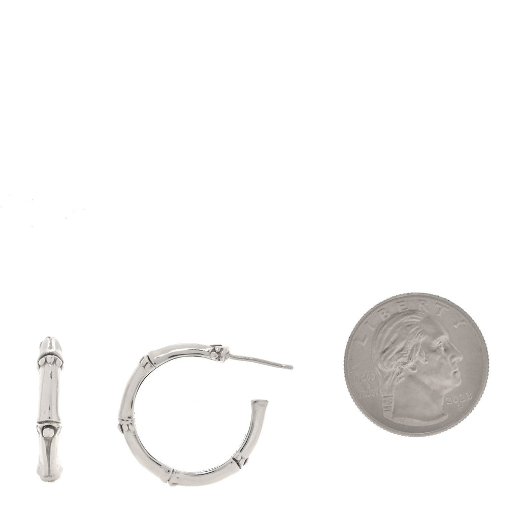 Sterling Silver Small Bamboo Hoop Earrings
