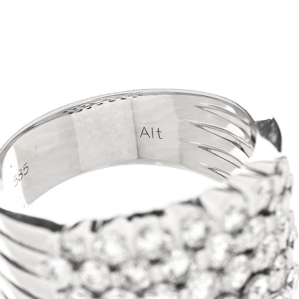 14K White Gold Diamond 1.90ctw Five Row Band Ring 53 6.25