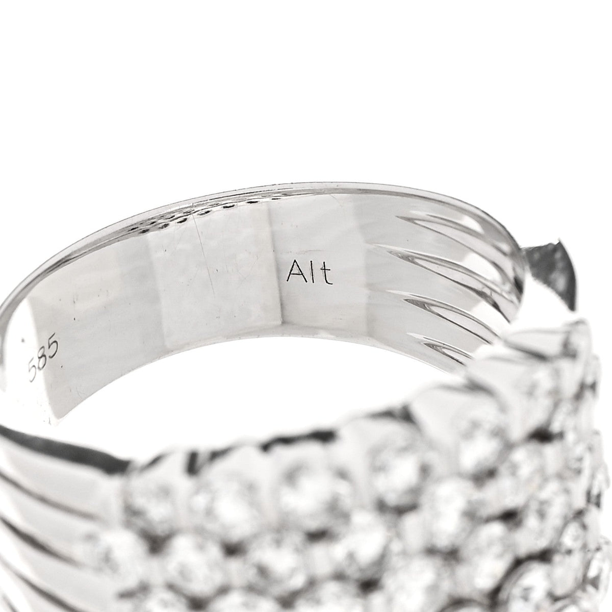 14K White Gold Diamond 1.90ctw Five Row Band Ring 53 6.25