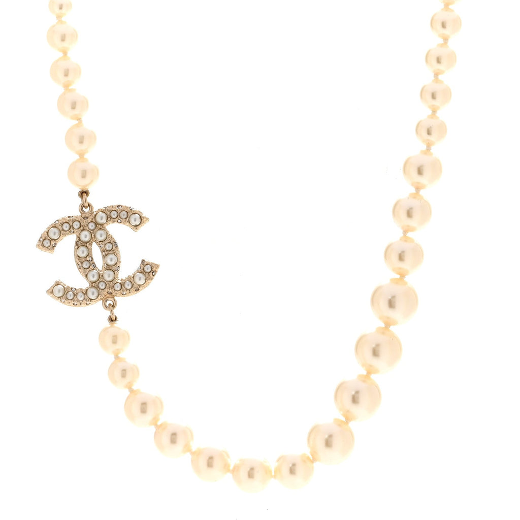 Pearl CC 100th Anniversary Necklace Light Gold