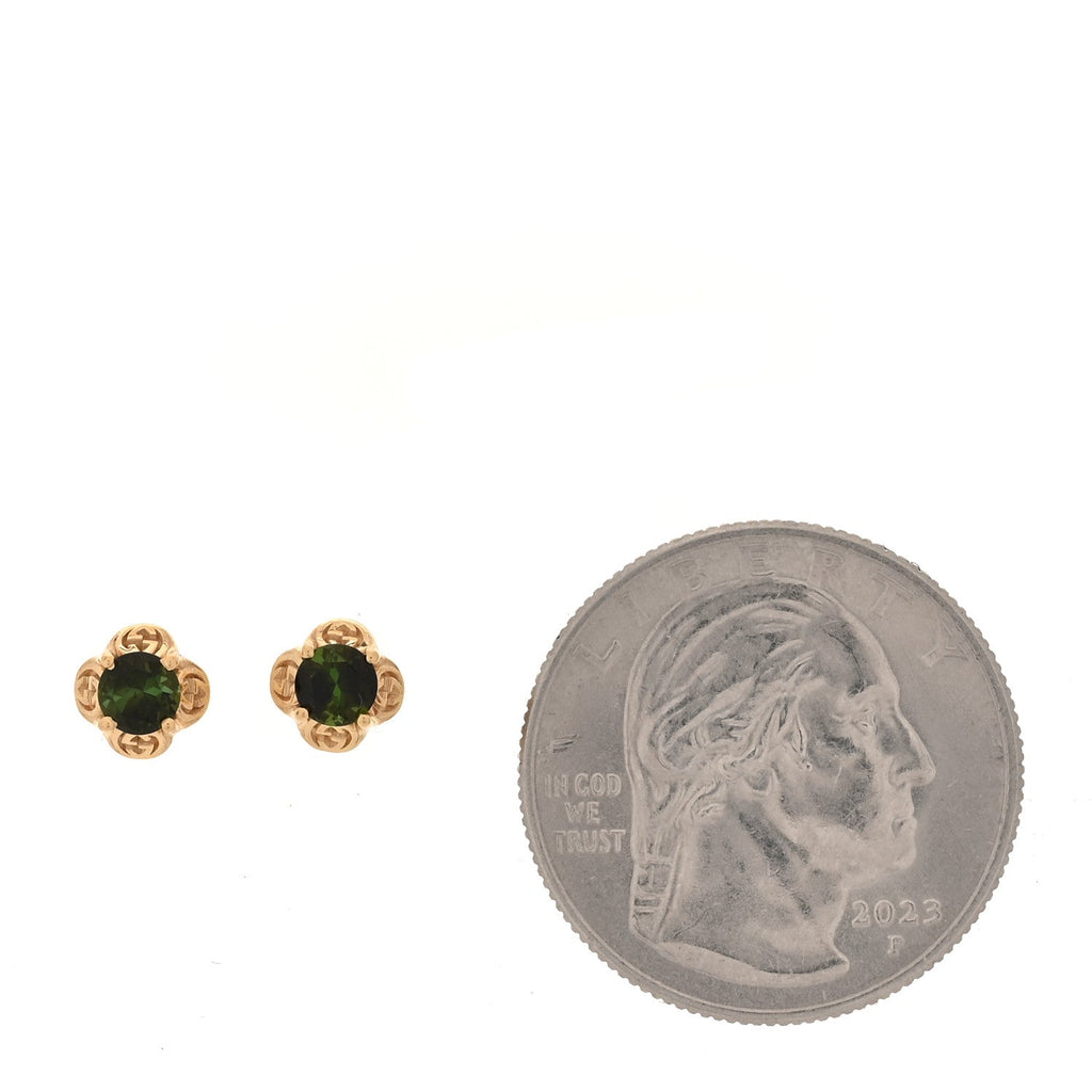 18K Yellow Gold Green Tourmaline Interlocking G Earrings 49/4.75