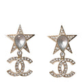 Crystal CC Star Drop Earrings Gold Blue Pink