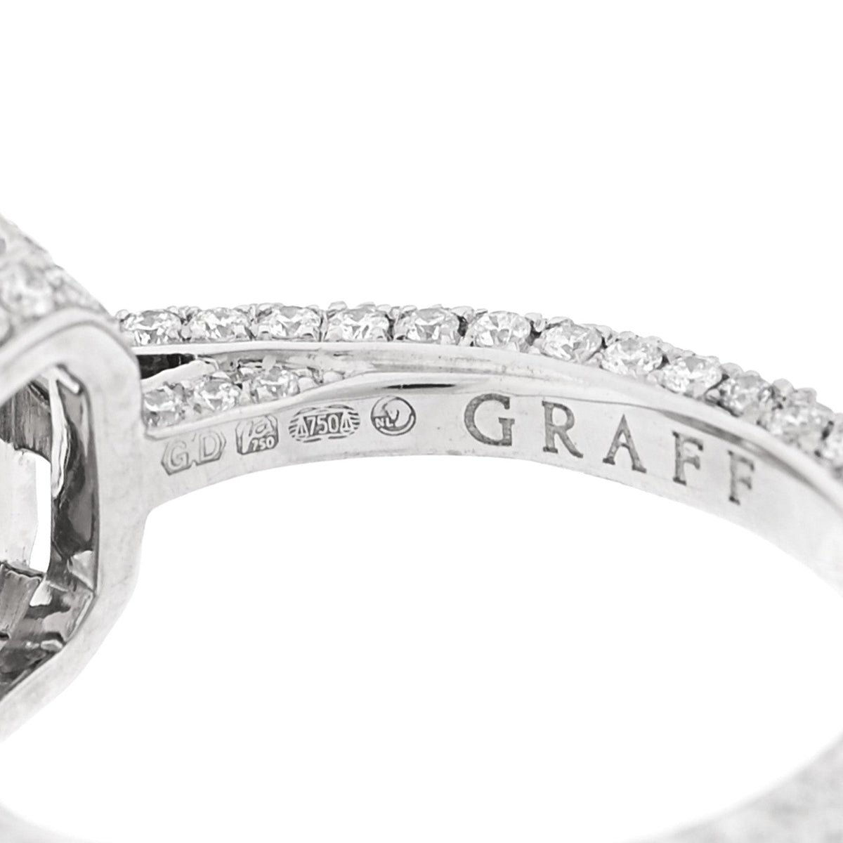 18K White Gold Diamond .96ct Asscher Cut Pave Engagement Ring 45 3.5