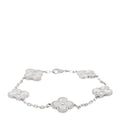 18K White Gold 5 Motifs Guilloche Vintage Alhambra Bracelet